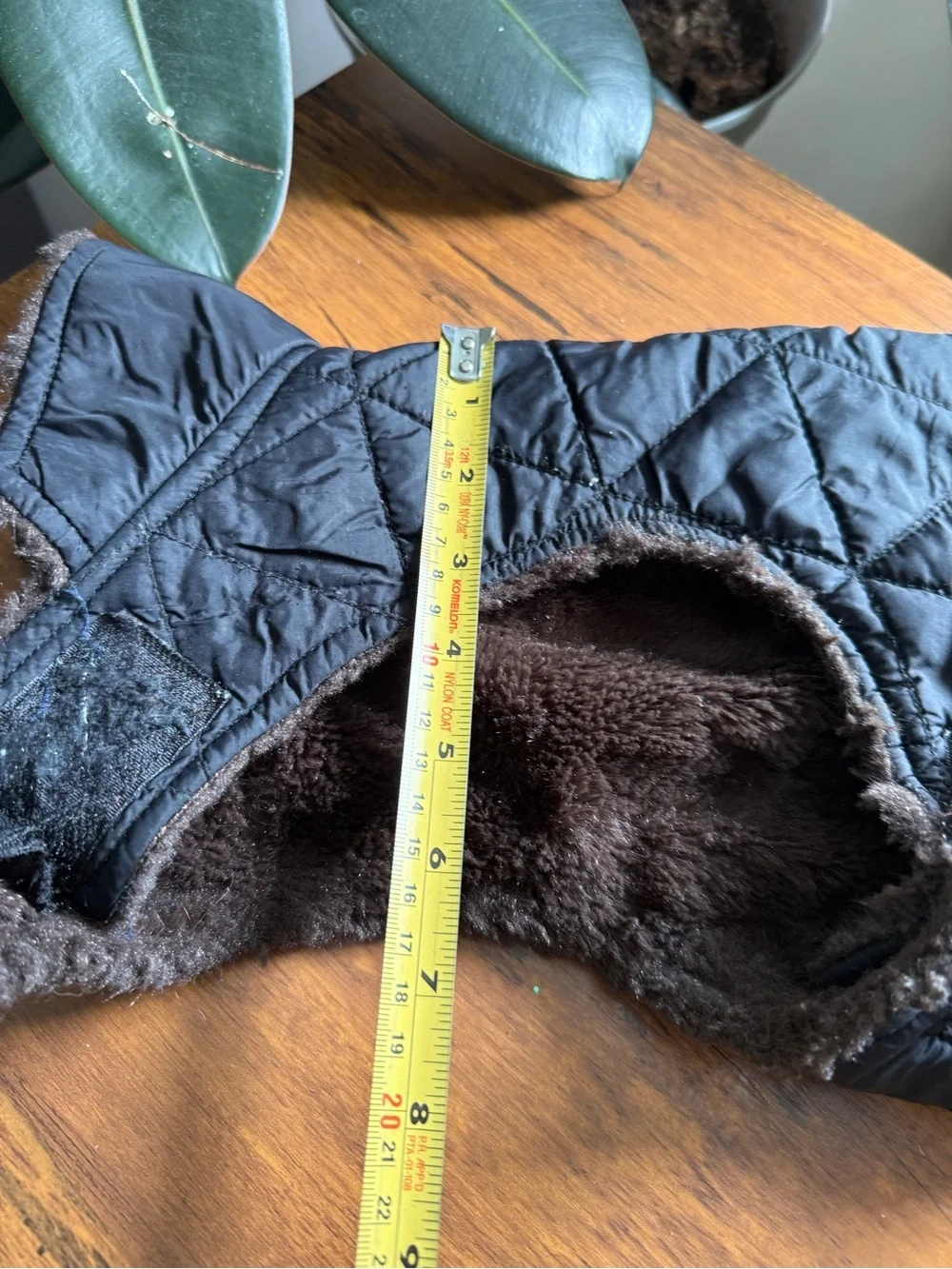 Quilted Faux-Fur Lined Pet Coat - Black and Brown size M